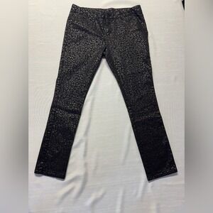 Nicole by Nicole Miller Black Leopard Print Skinny Pants Size 12
